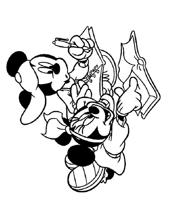 Print Mickey en Minnie in de boeken kleurplaat